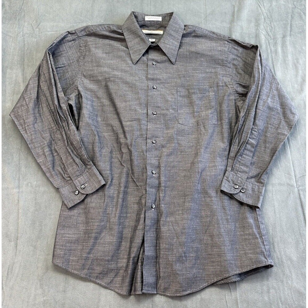 John‎ Henry Gray Casual Long Sleeve Button Down Shirt Mens Size 16.5 32 33